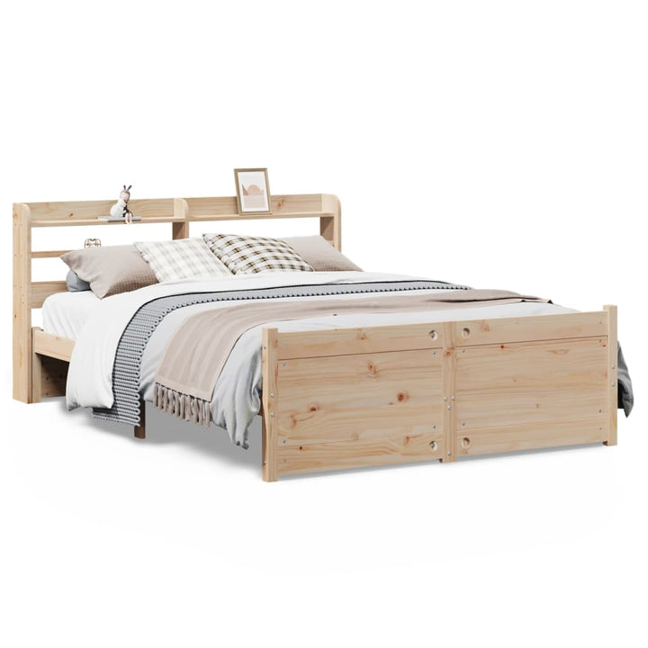 sengeramme med sengegavl 150x200 cm massivt fyrretræ