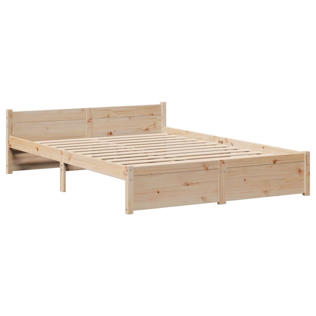 sengeramme med sengegavl 150x200 cm massivt fyrretræ