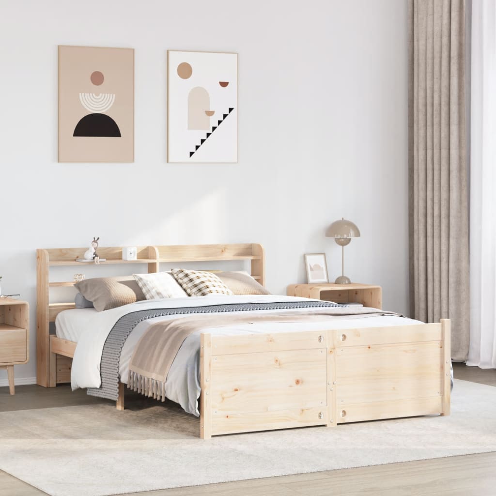 sengeramme med sengegavl 150x200 cm massivt fyrretræ