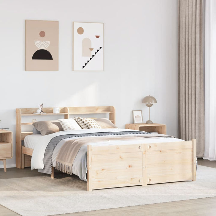 sengeramme med sengegavl 150x200 cm massivt fyrretræ