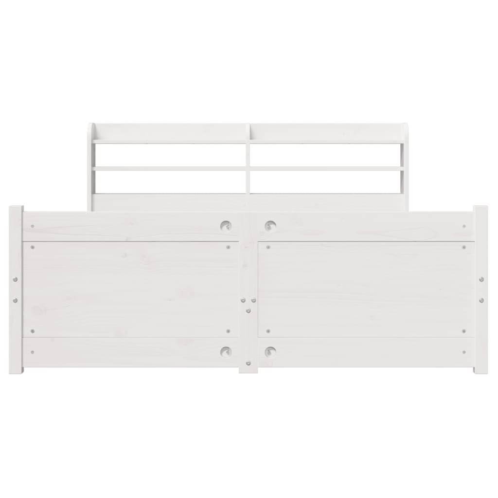 sengeramme med sengegavl 150x200 cm massivt fyrretræ hvid
