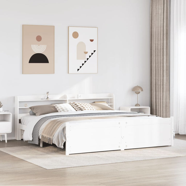 Sengeramme med hovedgærde uden madras Hvid 180x200 cm