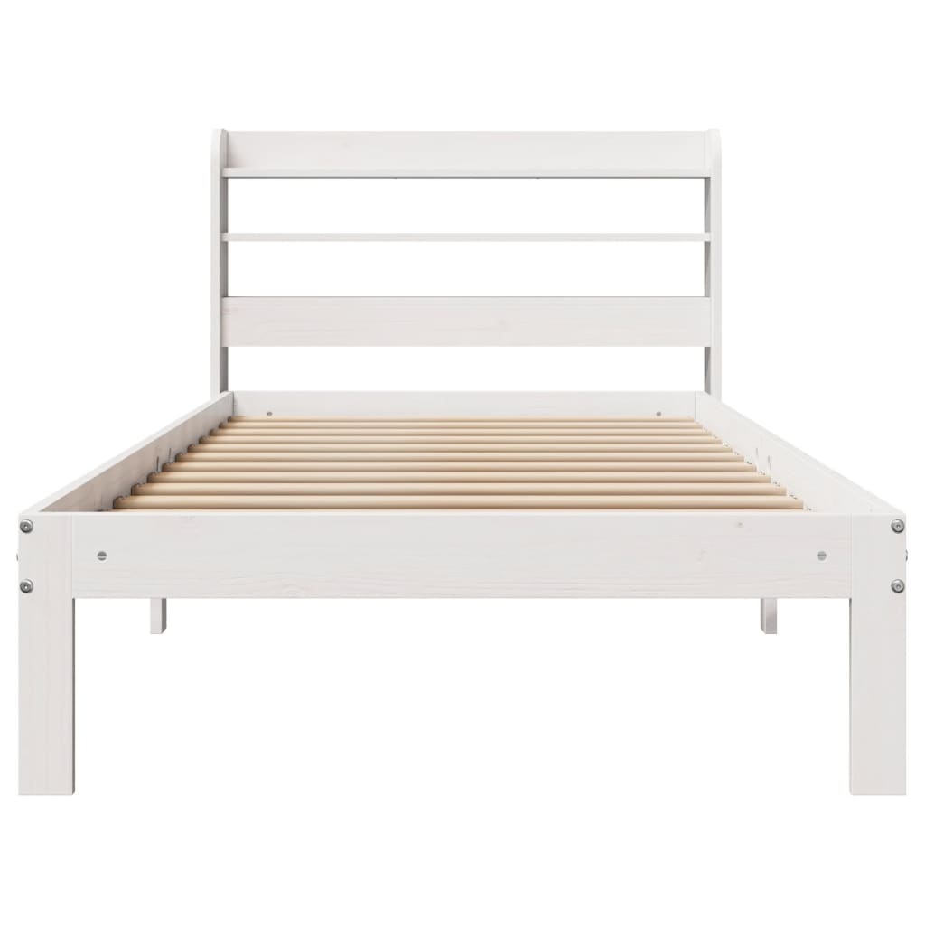 sengeramme med sengegavl 75x190 cm massivt fyrretræ hvid