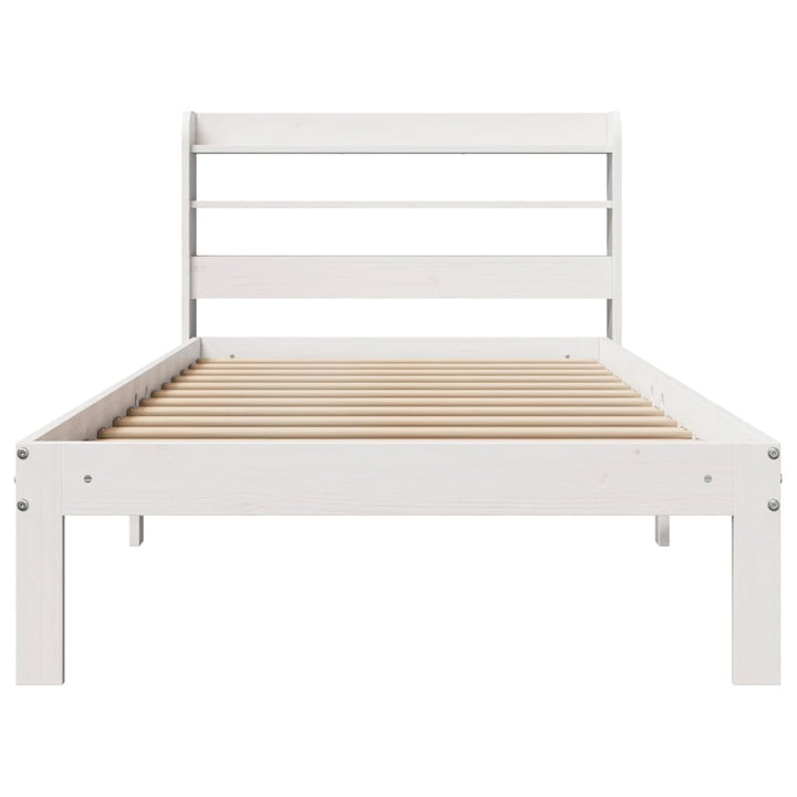sengeramme med sengegavl 75x190 cm massivt fyrretræ hvid