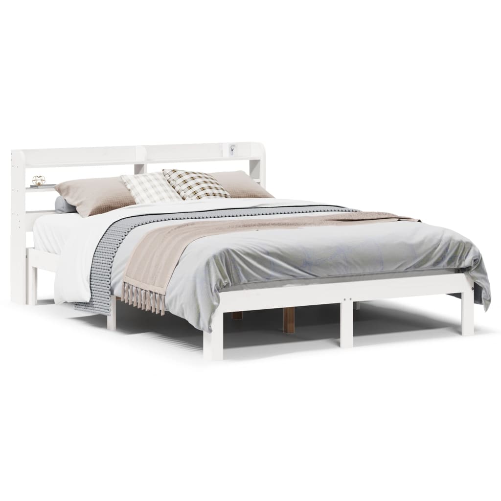 sengeramme med sengegavl135x190 cm massivt fyrretræ hvid