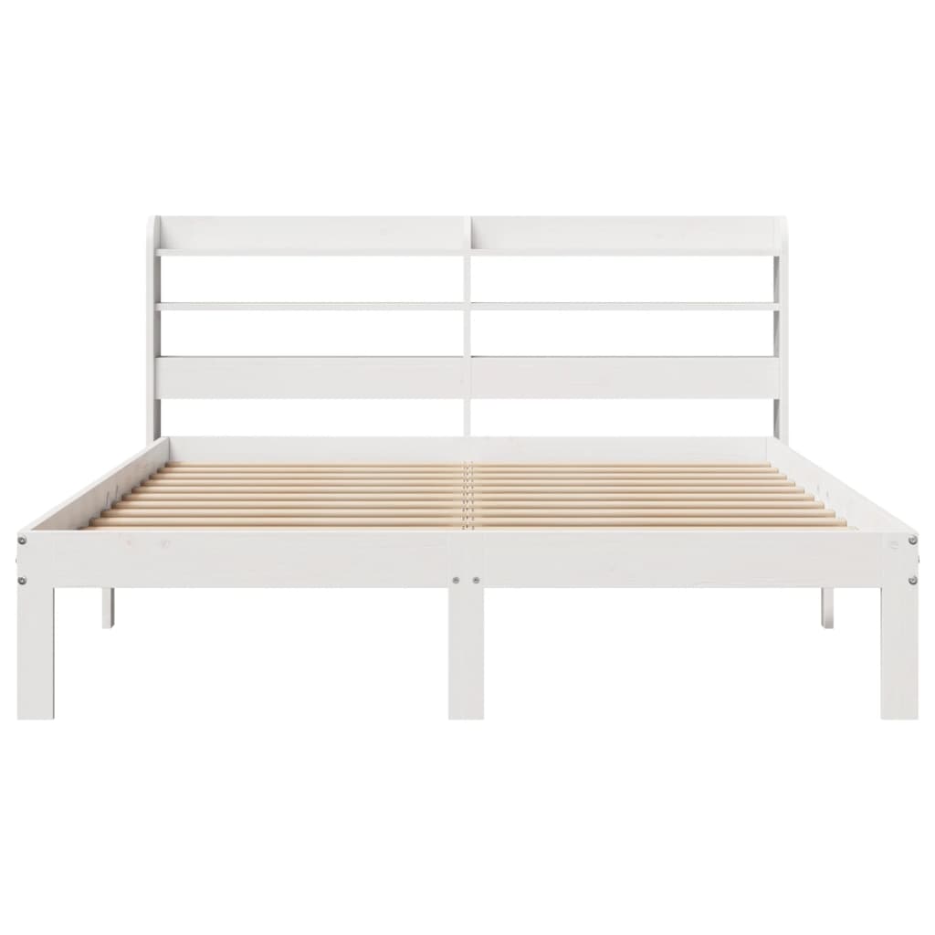 sengeramme med sengegavl135x190 cm massivt fyrretræ hvid