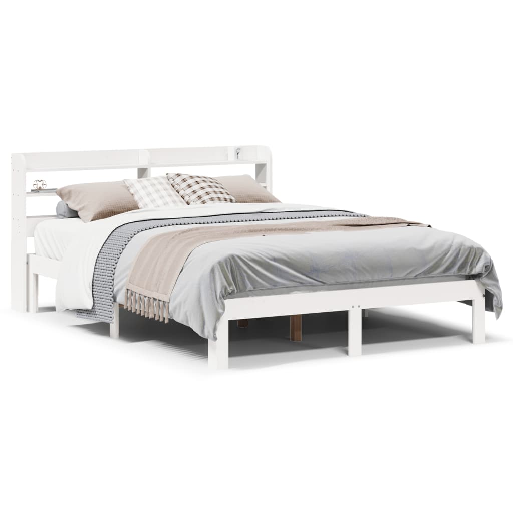 Sengeramme med hovedgærde uden madras Hvid 140x190 cm