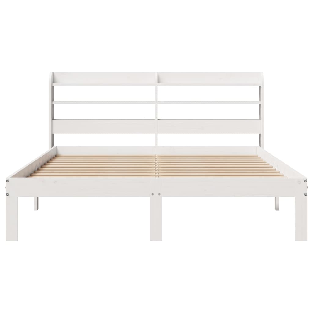Sengeramme med hovedgærde uden madras Hvid 140x190 cm