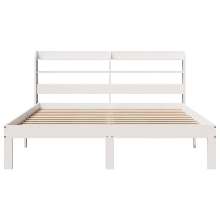 Sengeramme med hovedgærde uden madras Hvid 140x190 cm