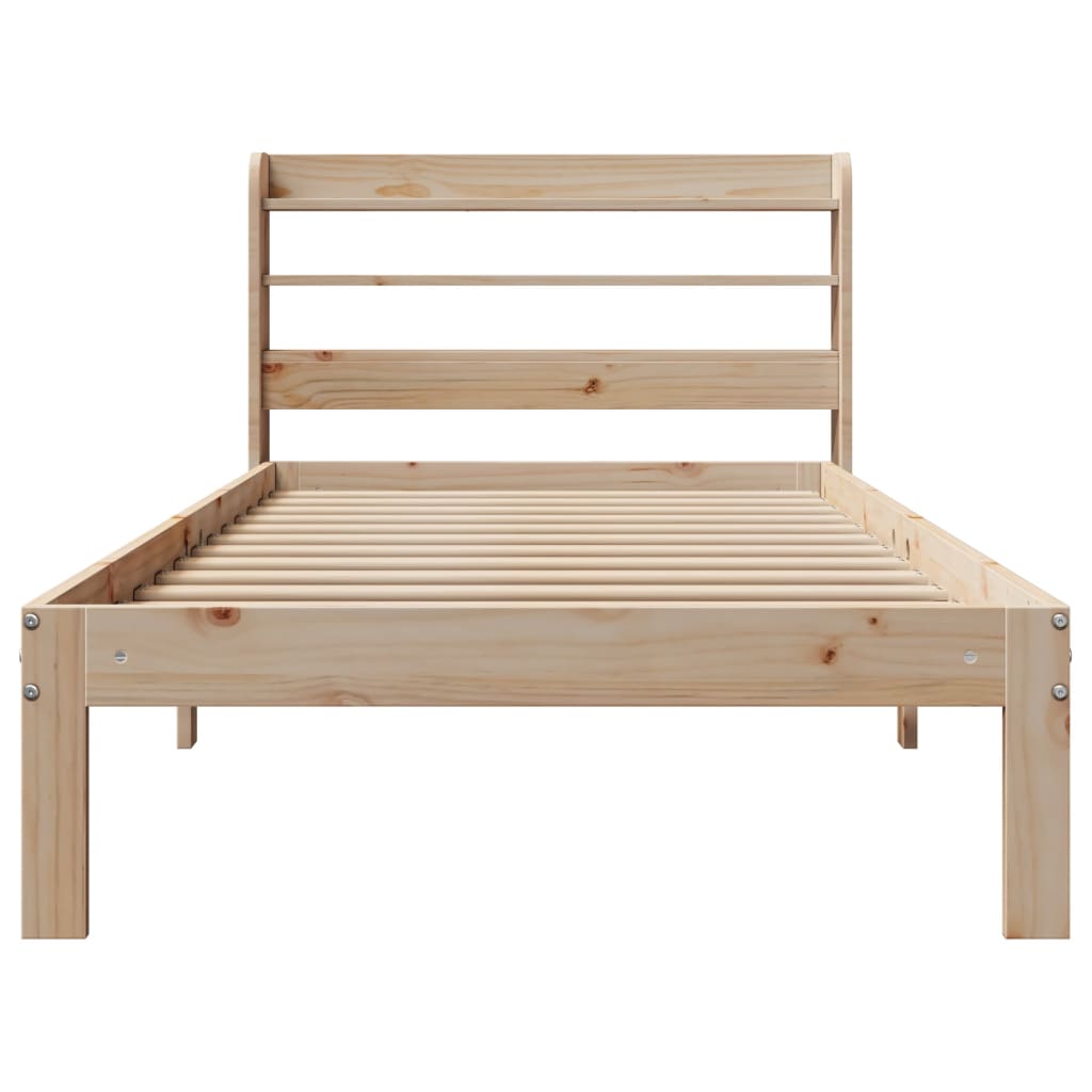 sengeramme med sengegavl 100x200 cm massivt fyrretræ
