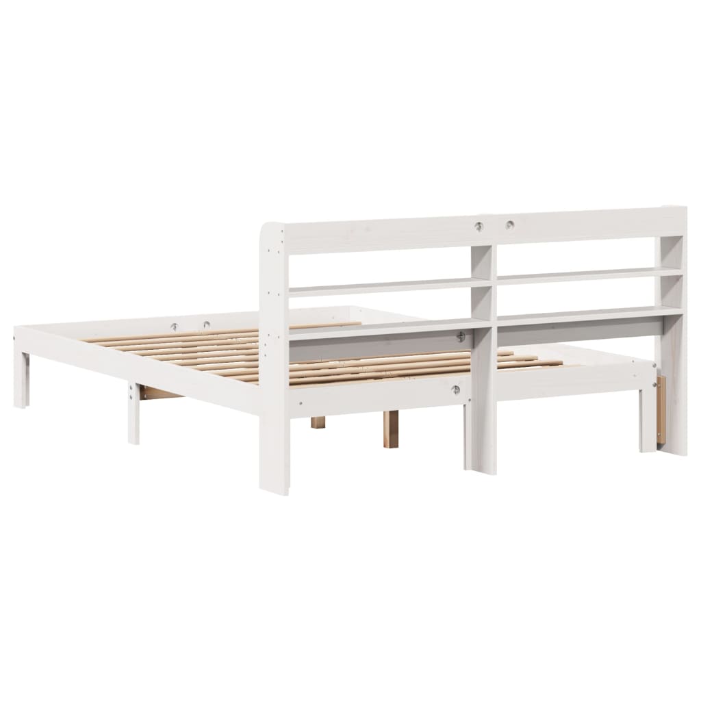 Sengeramme med hovedgærde uden madras Hvid 140x200 cm