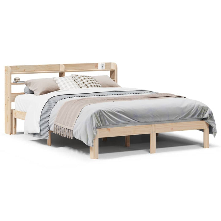 sengeramme med sengegavl 150x200 cm massivt fyrretræ