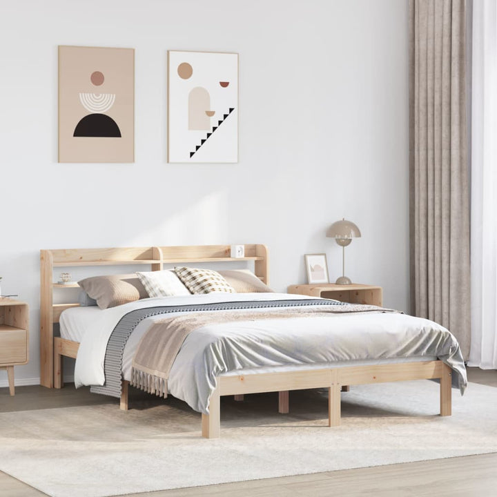 sengeramme med sengegavl 150x200 cm massivt fyrretræ