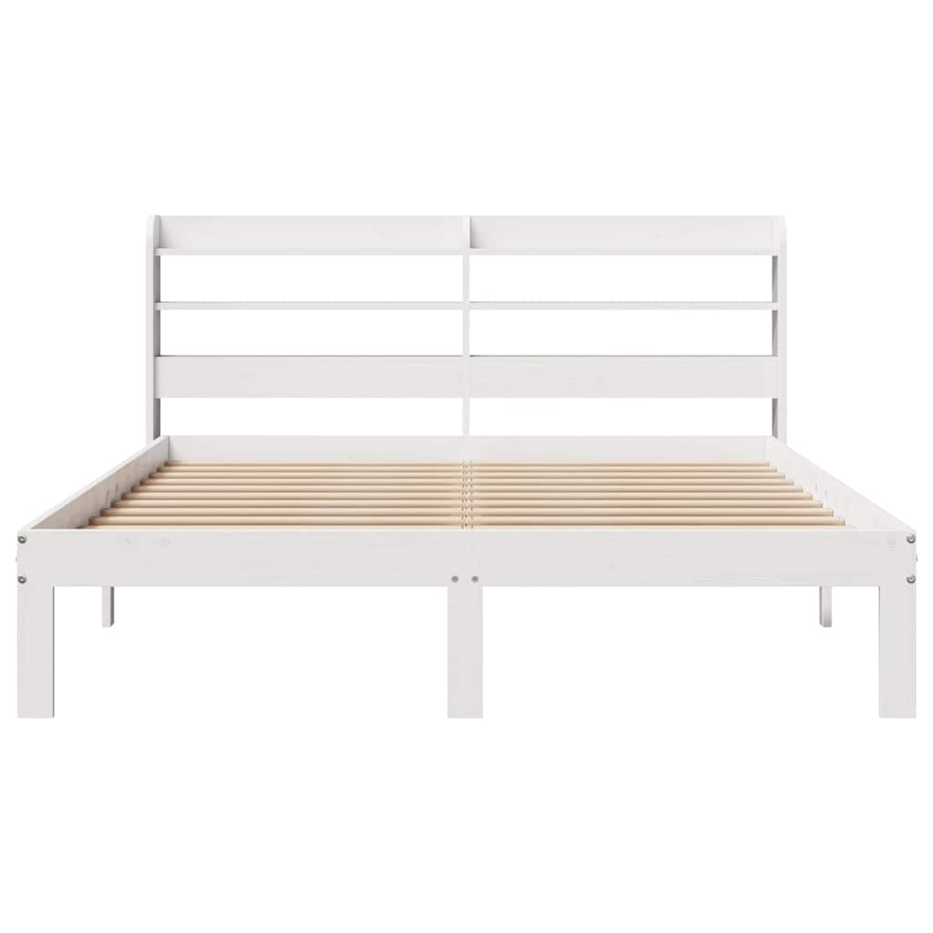 sengeramme med sengegavl 150x200 cm massivt fyrretræ hvid