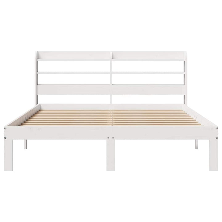 sengeramme med sengegavl 150x200 cm massivt fyrretræ hvid