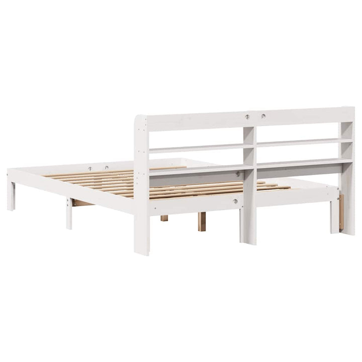 sengeramme med sengegavl 150x200 cm massivt fyrretræ hvid