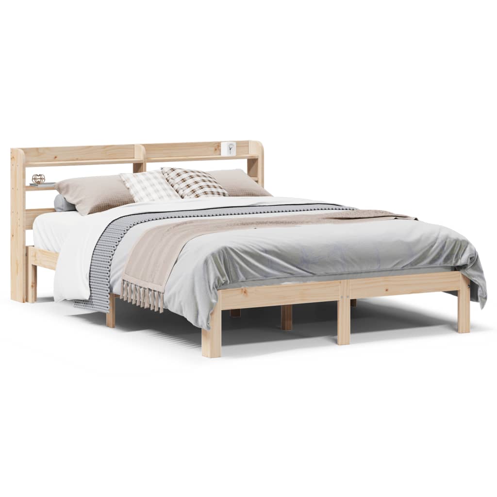 sengeramme med sengegavl 160x200 cm massivt fyrretræ