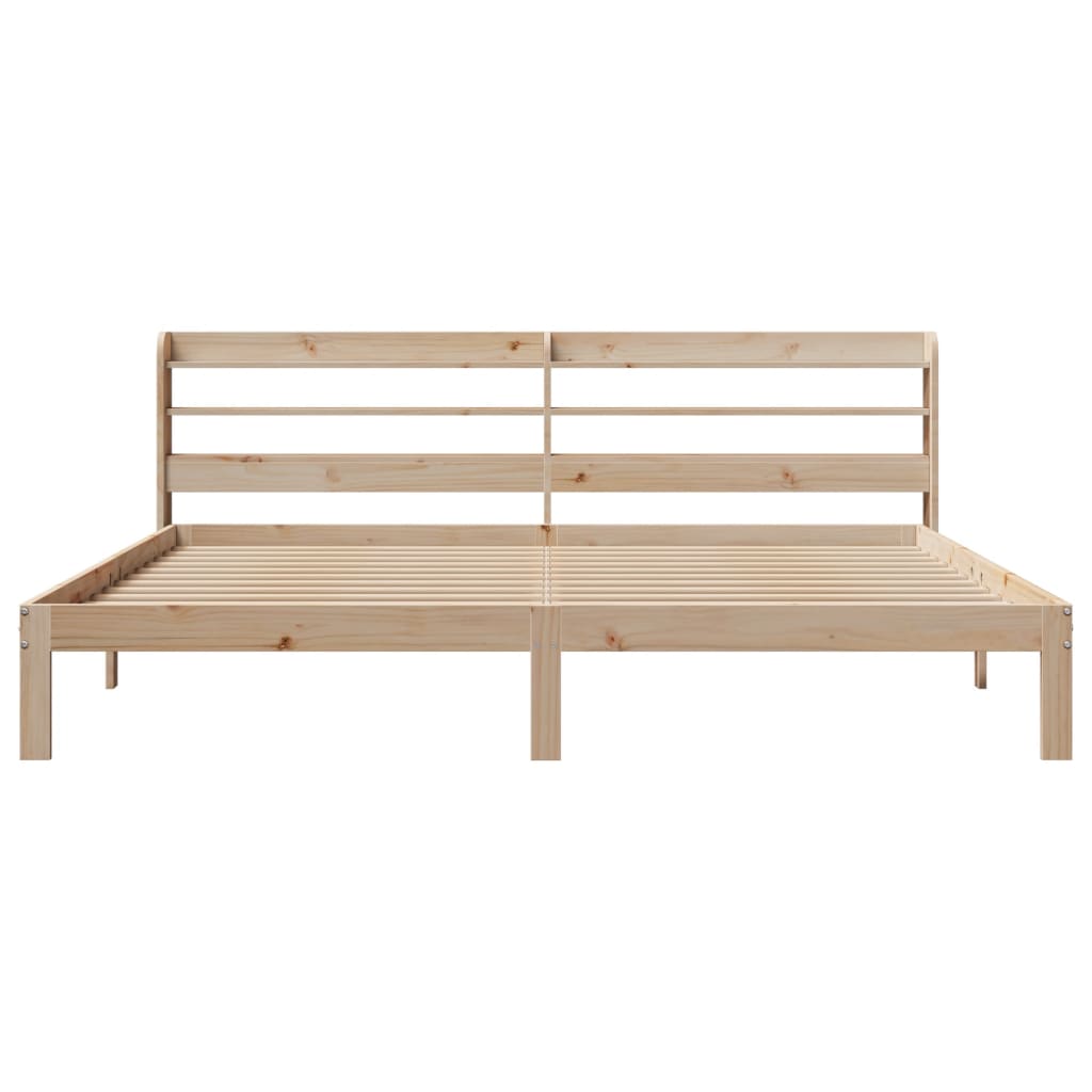 sengeramme med sengegavl 200x200 cm massivt fyrretræ