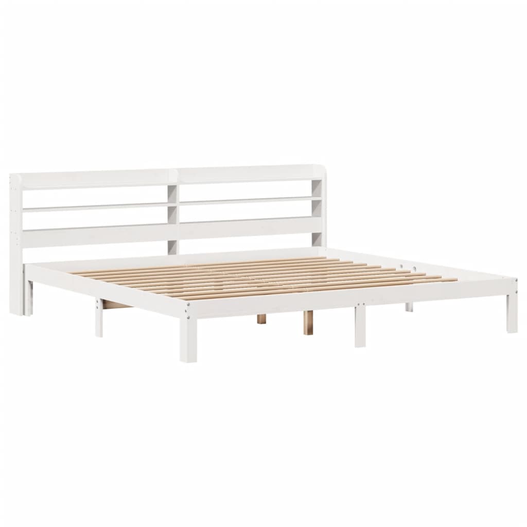Sengeramme med hovedgærde uden madras Hvid 200x200 cm