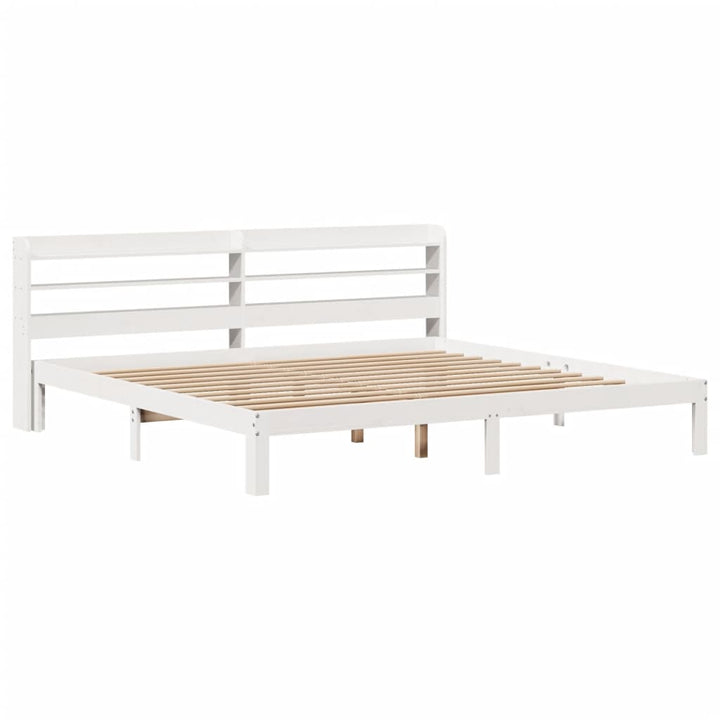 Sengeramme med hovedgærde uden madras Hvid 200x200 cm