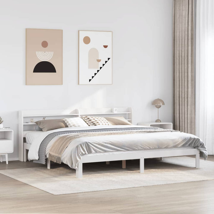 Sengeramme med hovedgærde uden madras Hvid 200x200 cm