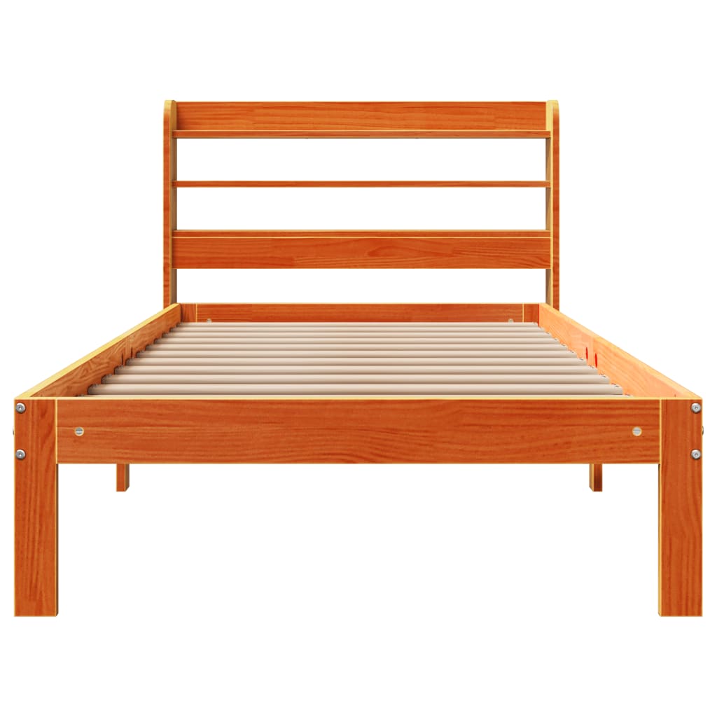 sengeramme uden madras 75x190 cm massivt fyrretræ gyldenbrun