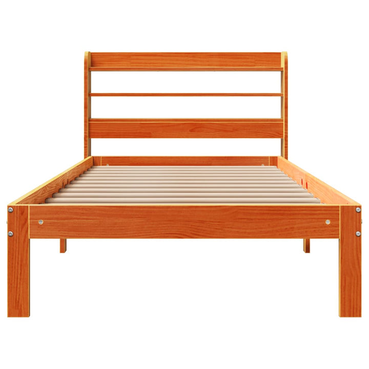 sengeramme uden madras 75x190 cm massivt fyrretræ gyldenbrun