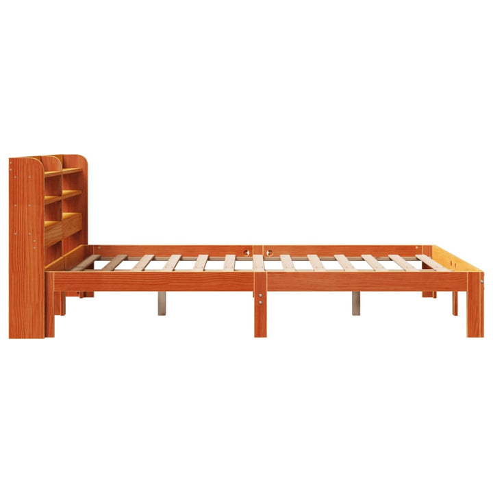 sengeramme uden madras 135x190 cm massivt fyrretræ brun