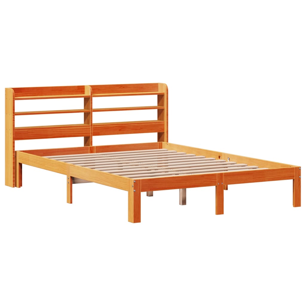 sengeramme uden madras 140x190 cm massivt fyrretræ gyldenbrun