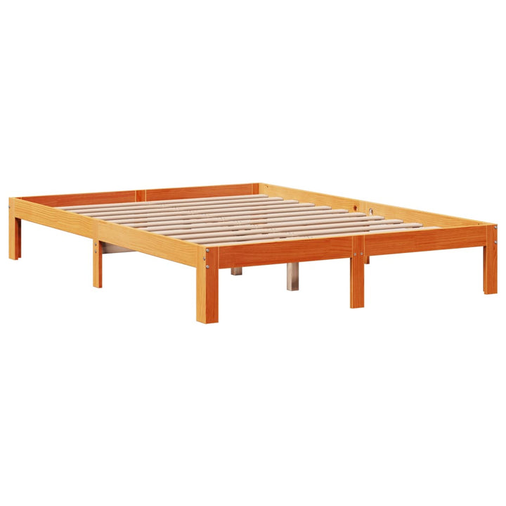 sengeramme uden madras 140x190 cm massivt fyrretræ gyldenbrun