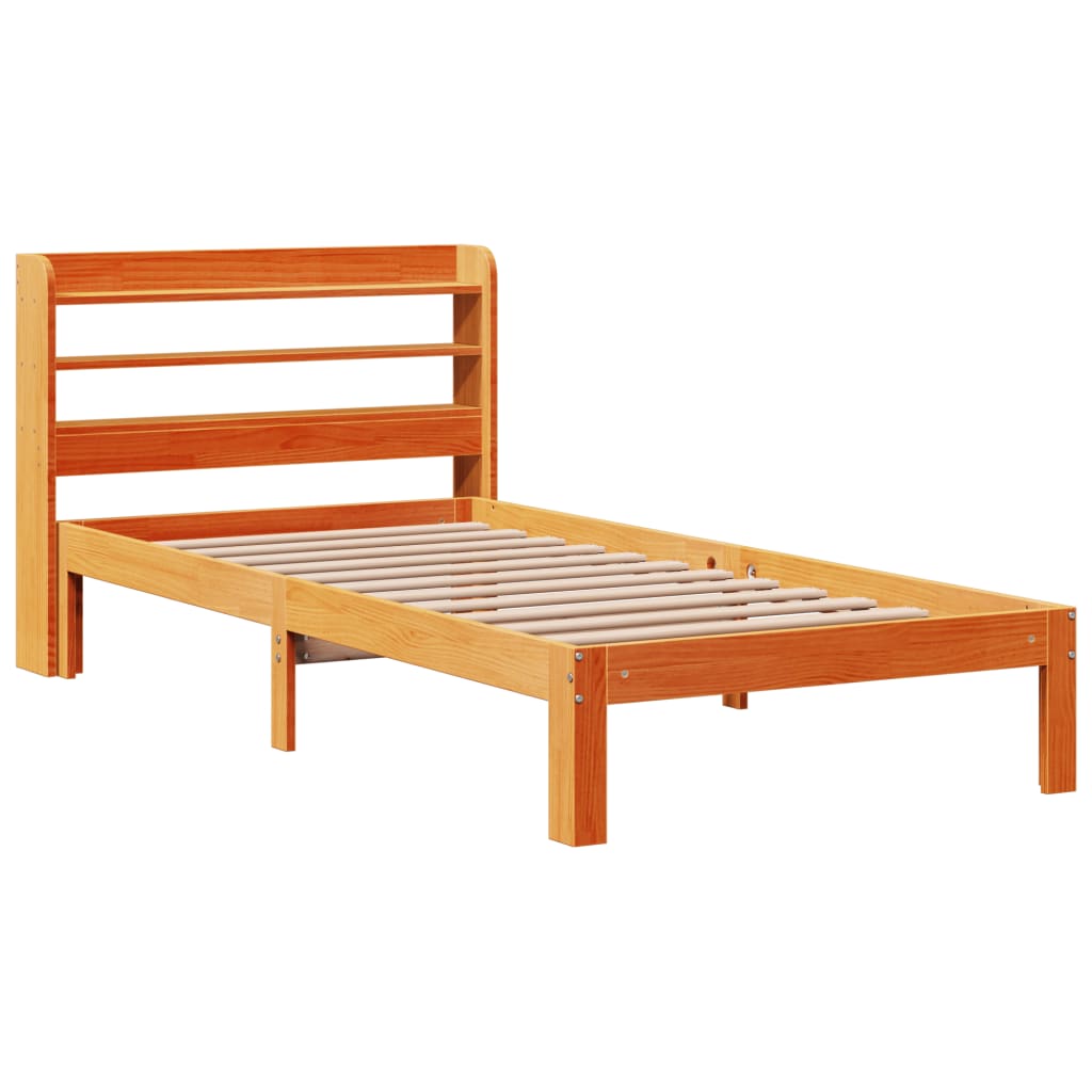 sengeramme uden madras 100x200 cm massivt fyrretræ gyldenbrun