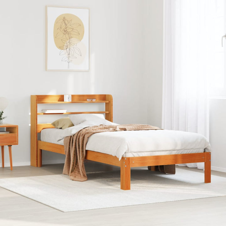 sengeramme uden madras 100x200 cm massivt fyrretræ gyldenbrun