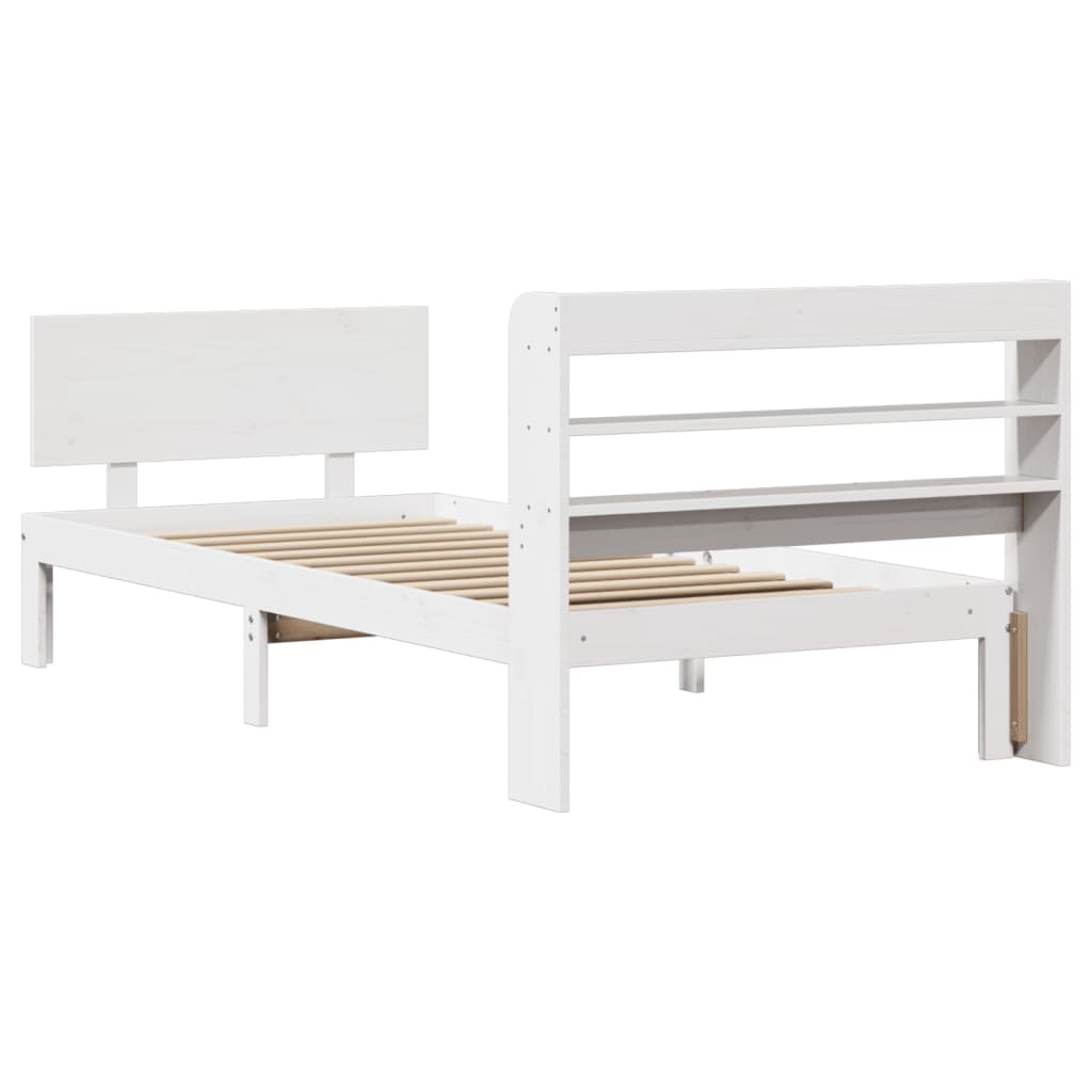 Sengeramme med hovedgærde uden madras Hvid 100x200 cm
