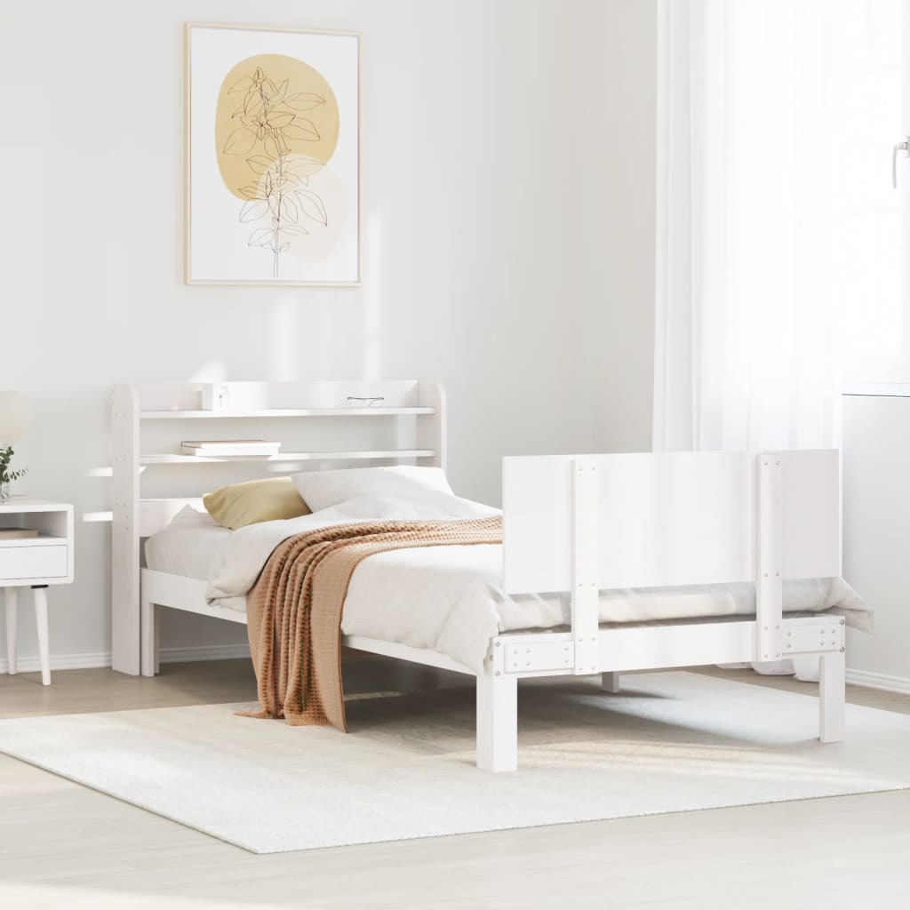 Sengeramme med hovedgærde uden madras Hvid 100x200 cm