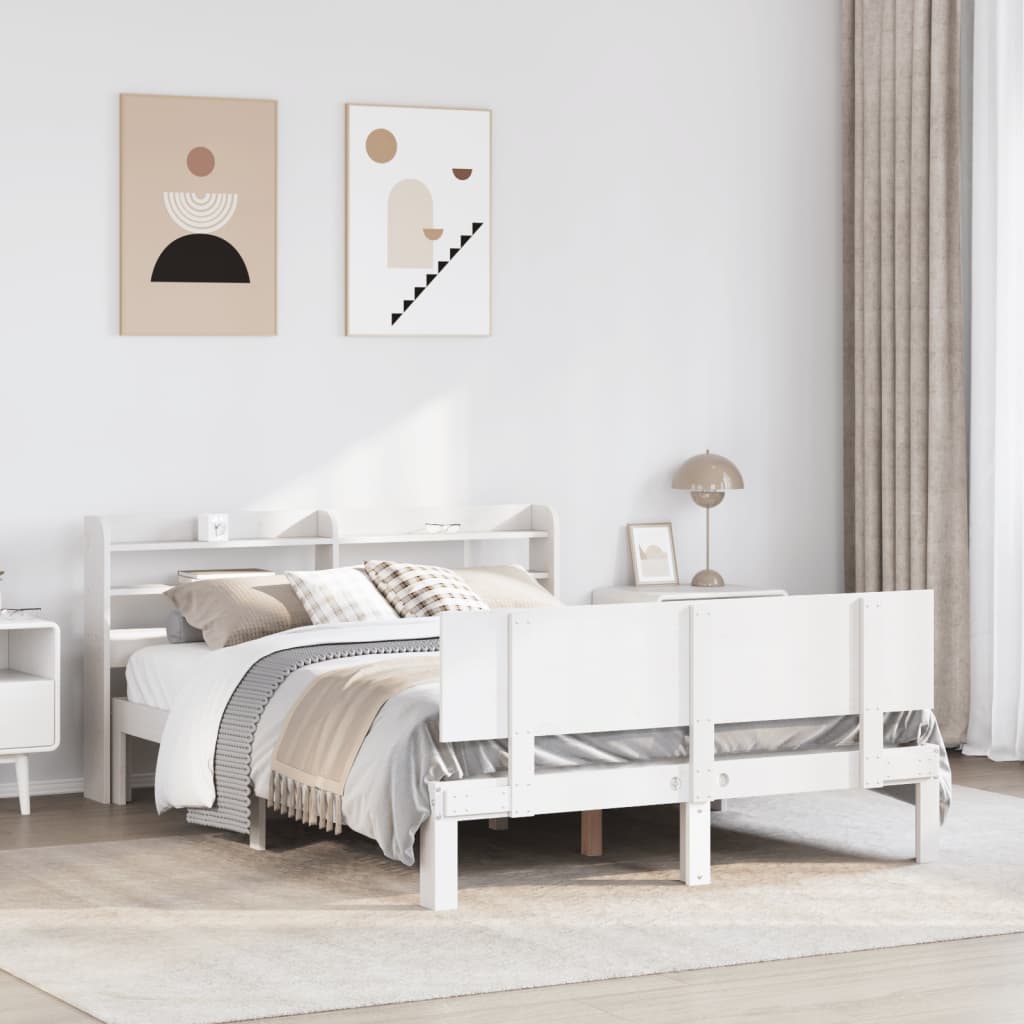 Sengeramme med hovedgærde uden madras Hvid 140x200 cm
