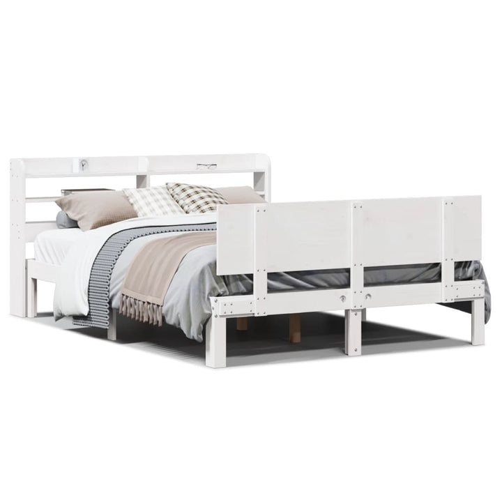 sengeramme med sengegavl 150x200 cm massivt fyrretræ hvid