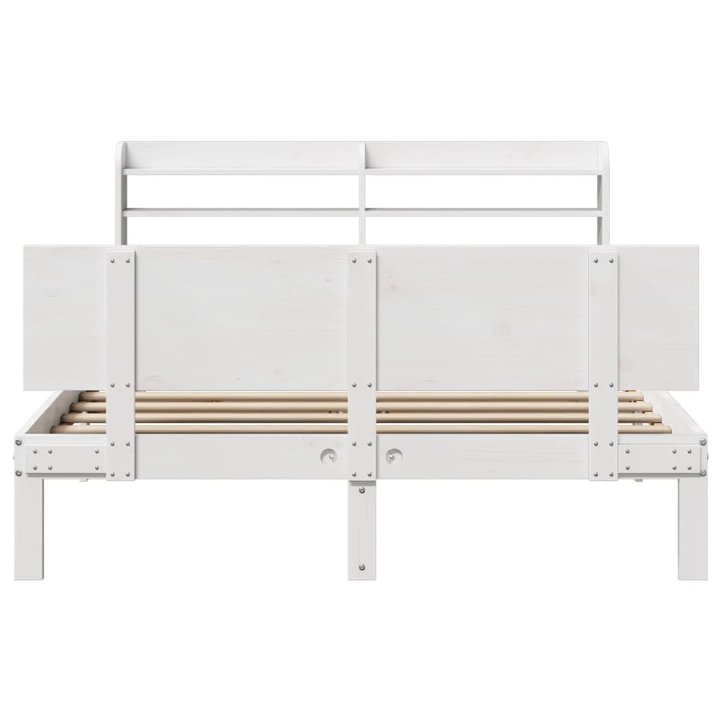 sengeramme med sengegavl 150x200 cm massivt fyrretræ hvid