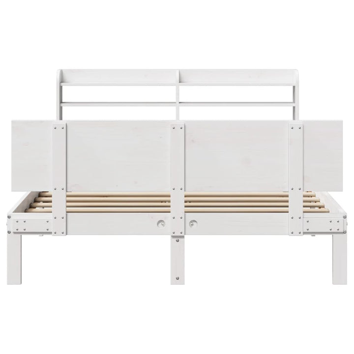sengeramme med sengegavl 150x200 cm massivt fyrretræ hvid