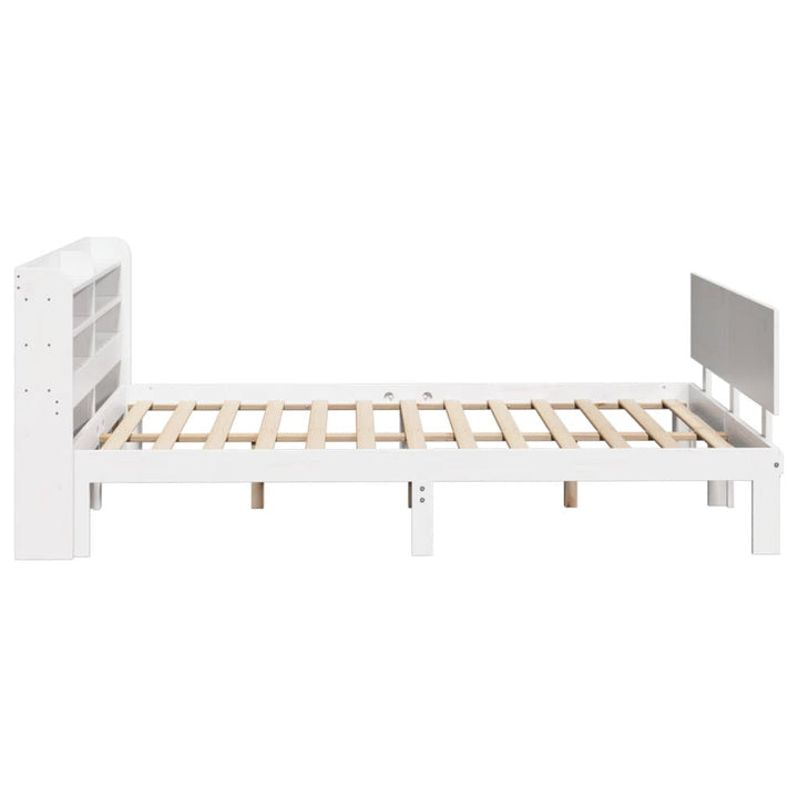 sengeramme med sengegavl 150x200 cm massivt fyrretræ hvid