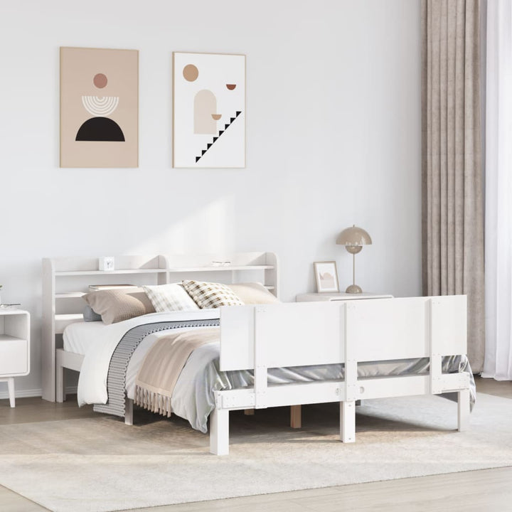 sengeramme med sengegavl 150x200 cm massivt fyrretræ hvid