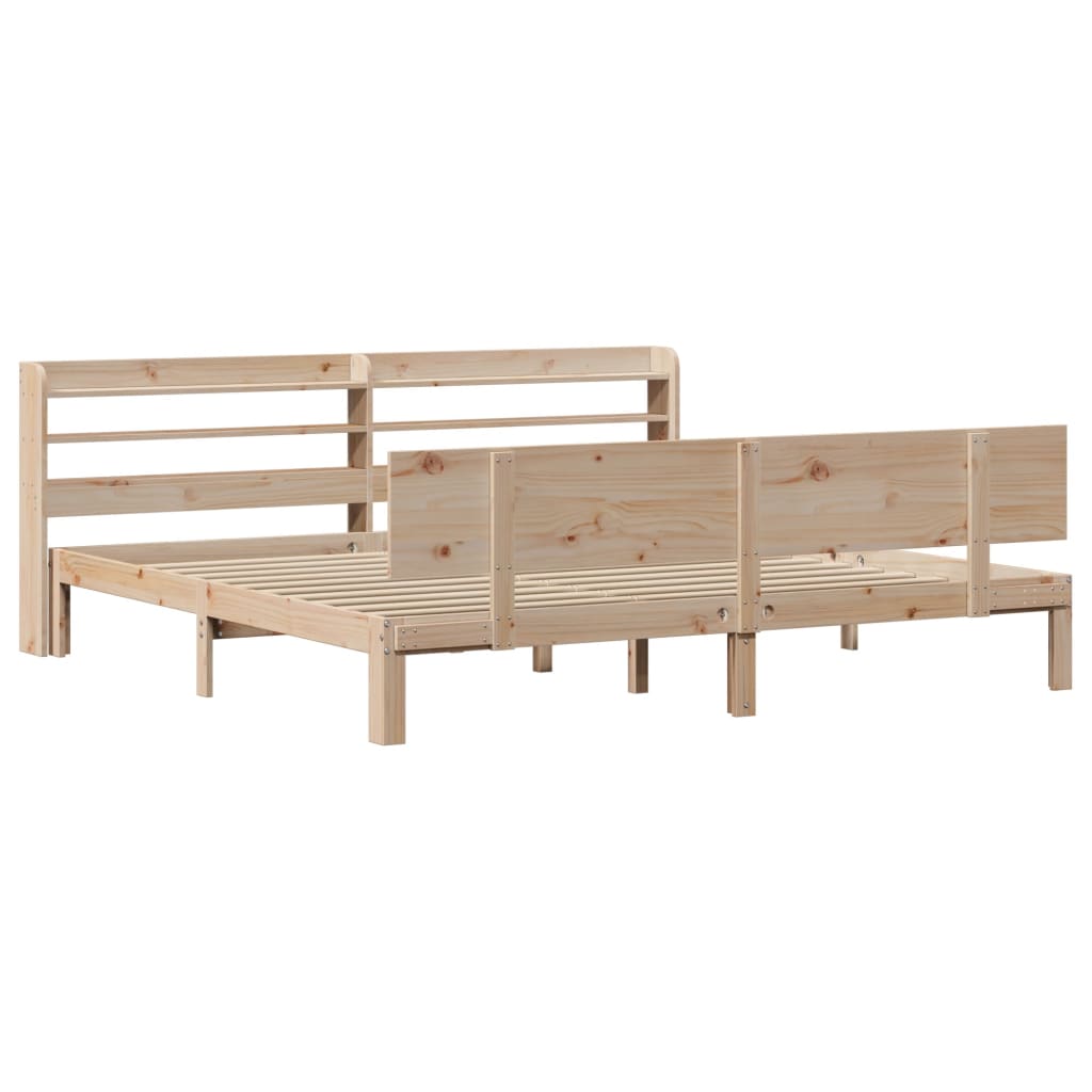 sengeramme med sengegavl 200x200 cm massivt fyrretræ