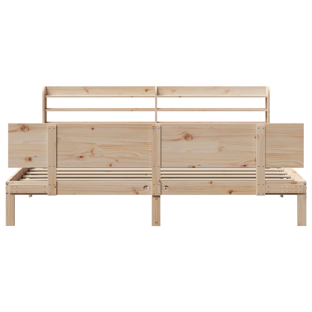 sengeramme med sengegavl 200x200 cm massivt fyrretræ