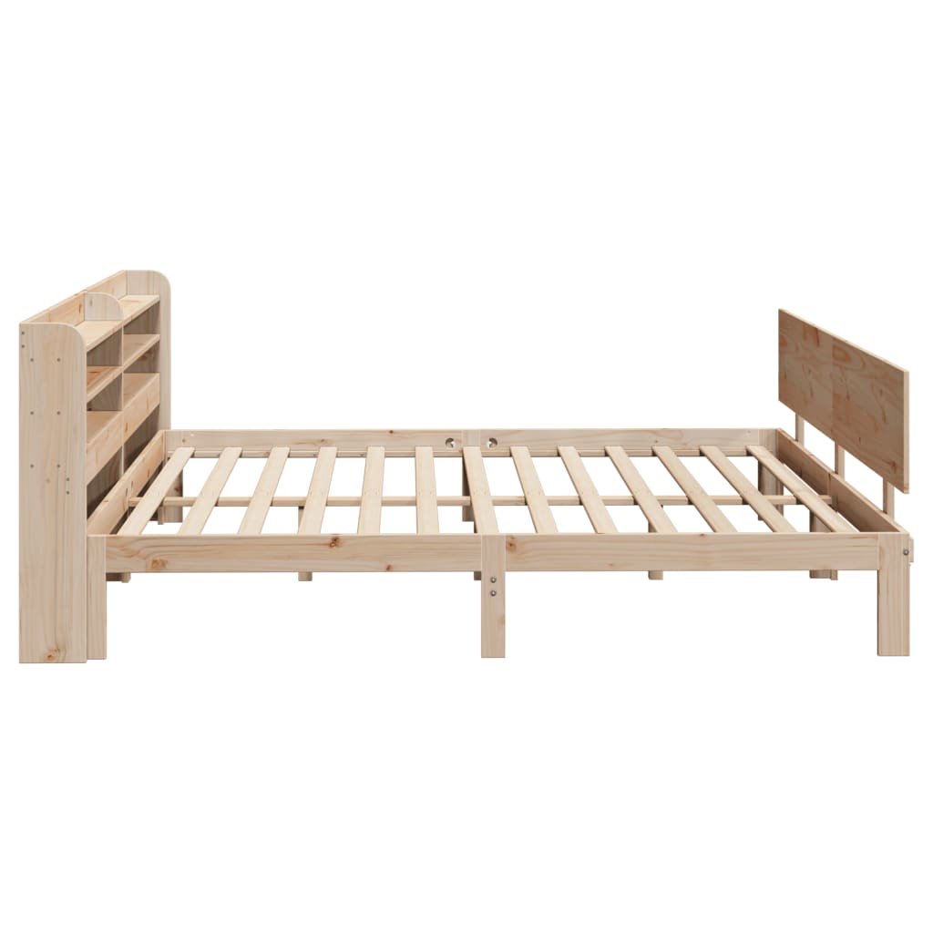 sengeramme med sengegavl 200x200 cm massivt fyrretræ
