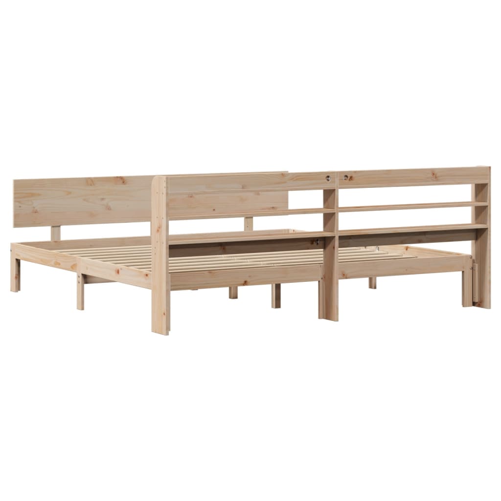 sengeramme med sengegavl 200x200 cm massivt fyrretræ