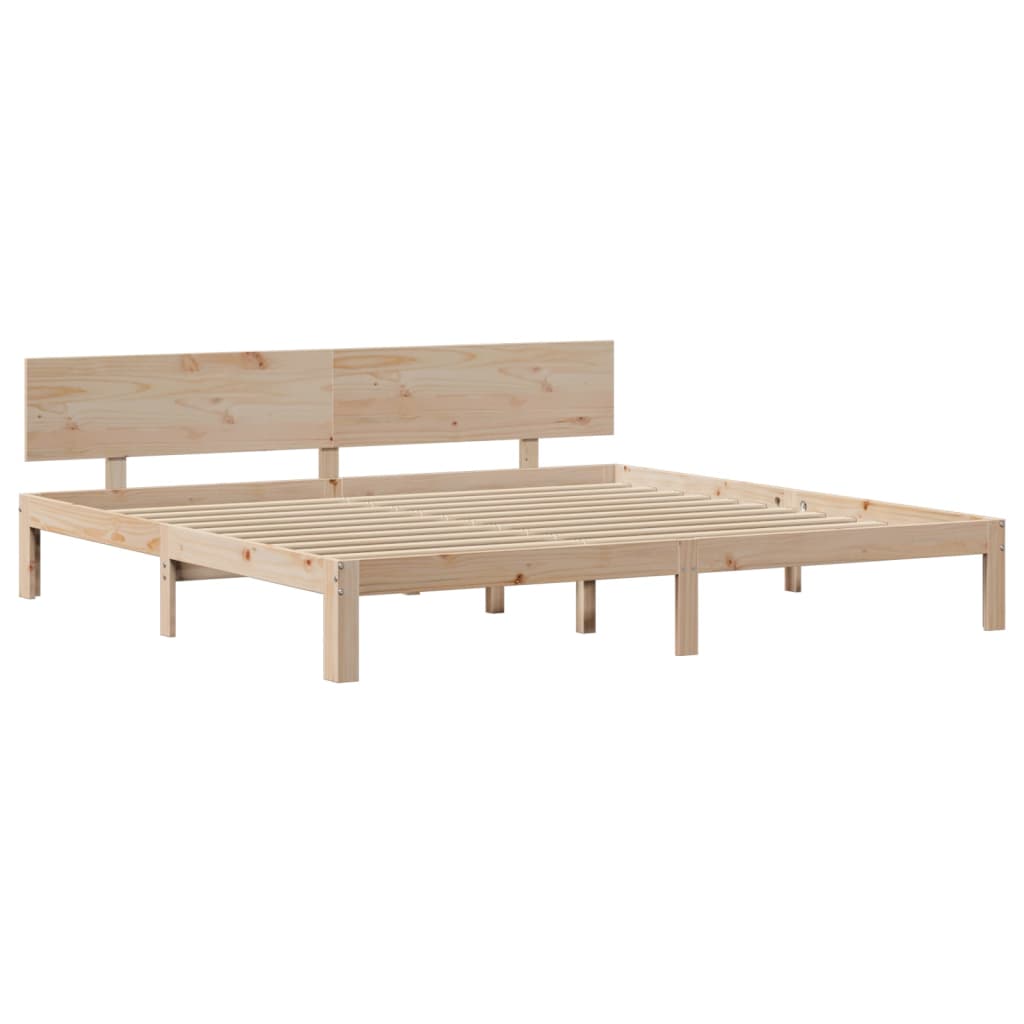 sengeramme med sengegavl 200x200 cm massivt fyrretræ