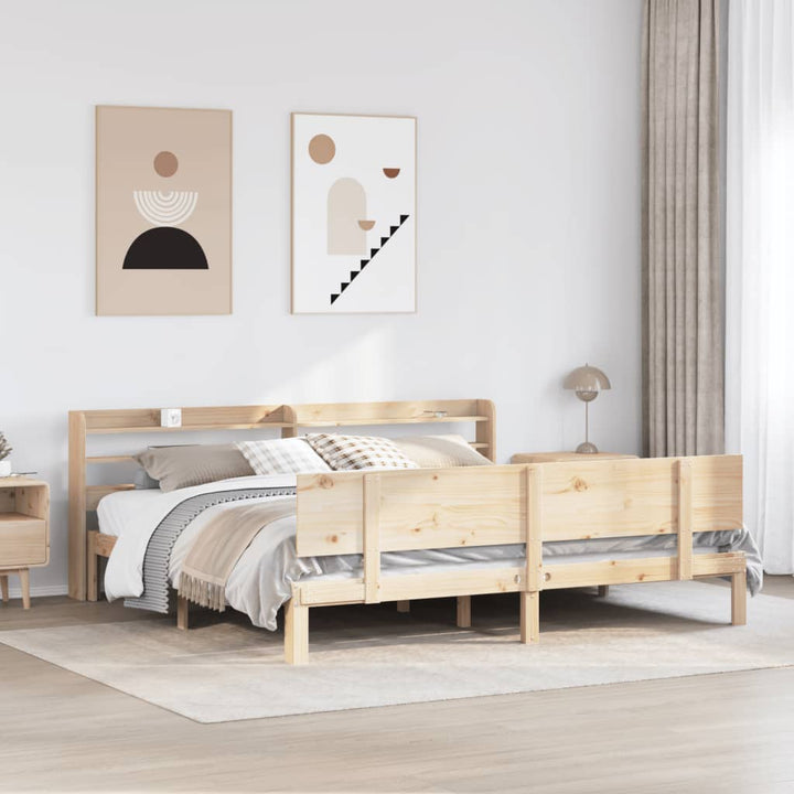 sengeramme med sengegavl 200x200 cm massivt fyrretræ