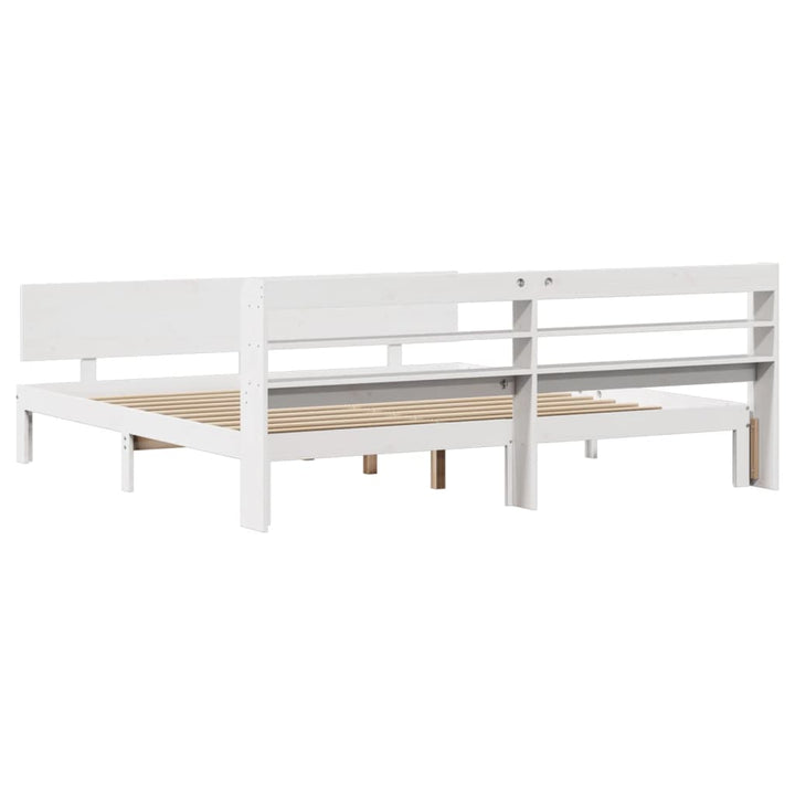 Sengeramme med hovedgærde uden madras Hvid 200x200 cm