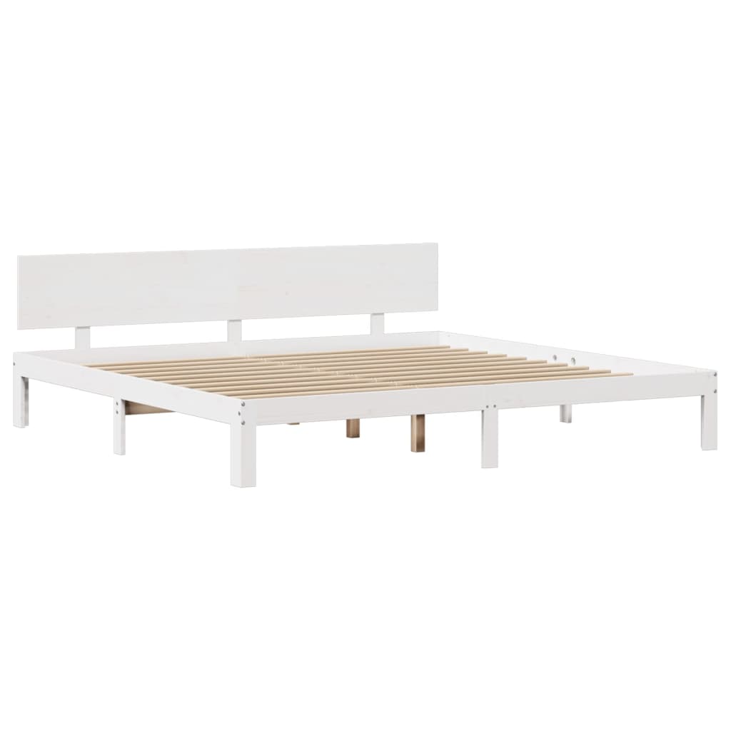 Sengeramme med hovedgærde uden madras Hvid 200x200 cm