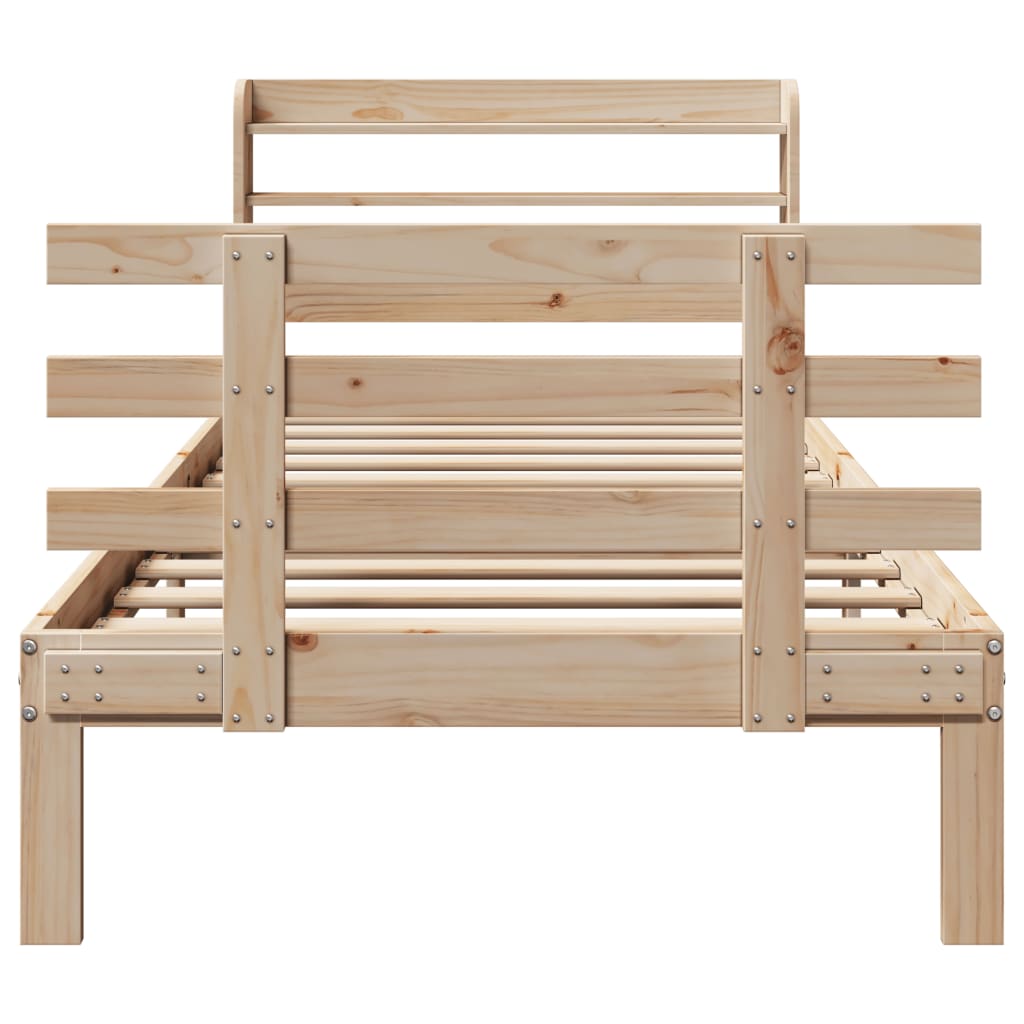 sengeramme med sengegavl 75x190 cm massivt fyrretræ