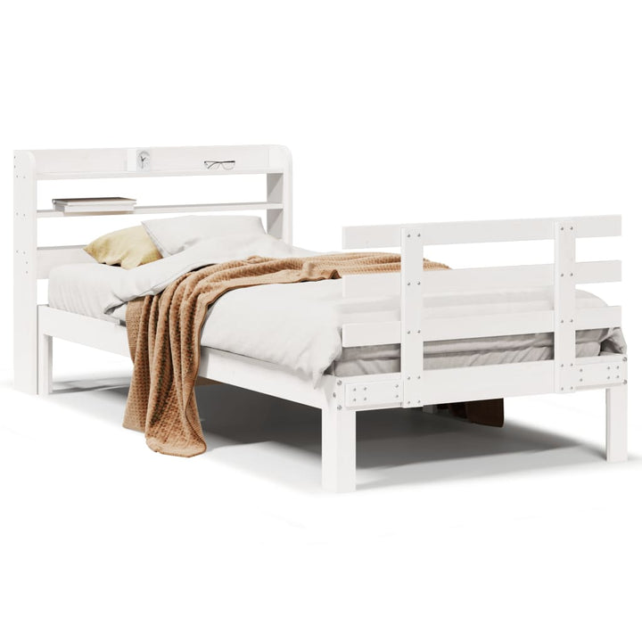 sengeramme med sengegavl 75x190 cm massivt fyrretræ hvid